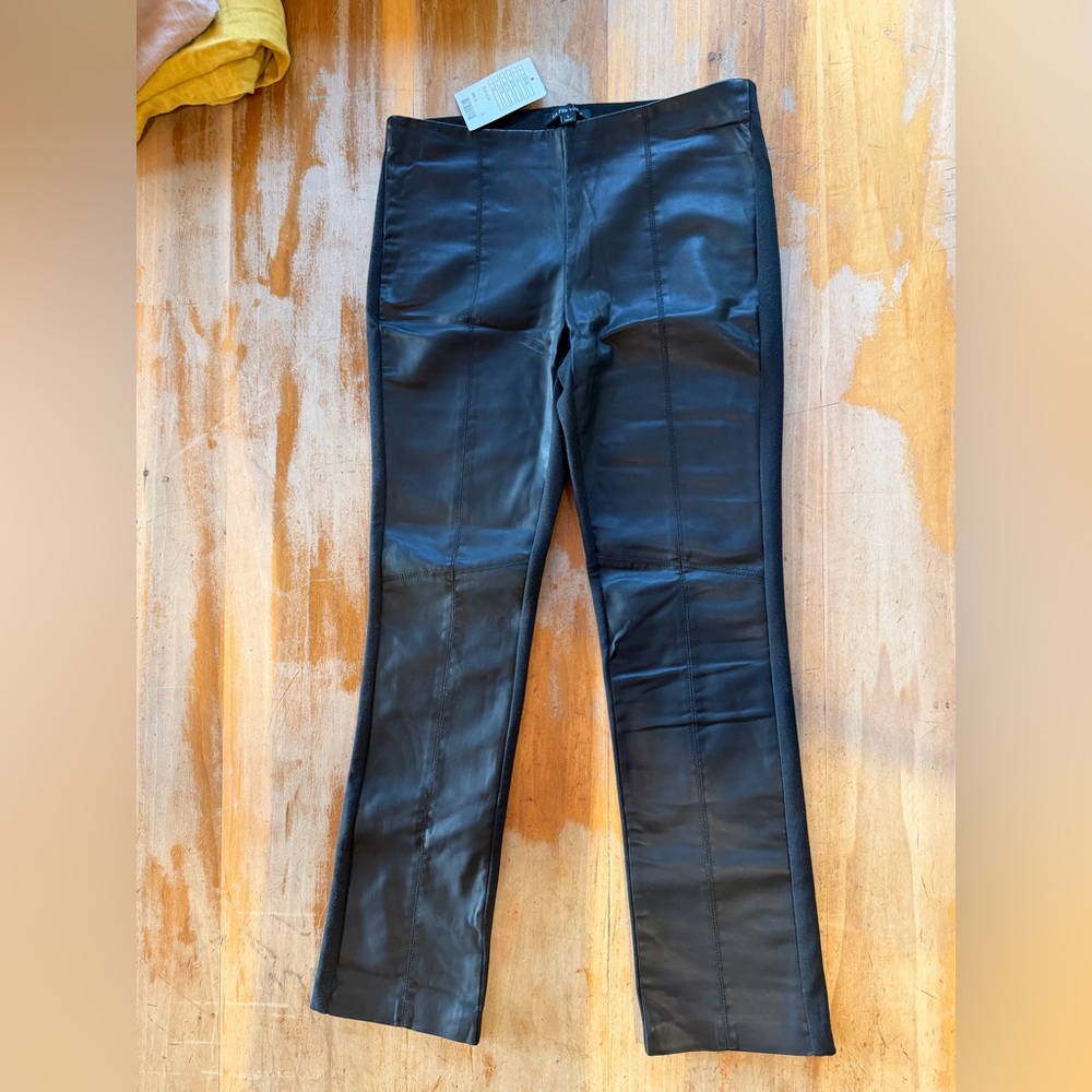 Anthropologie La Fee Verte Black Faux Leather Leggings